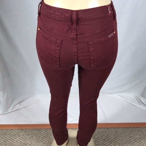 7 for all mankind burgundy skinny jean size 26 - Picture 4 of 5